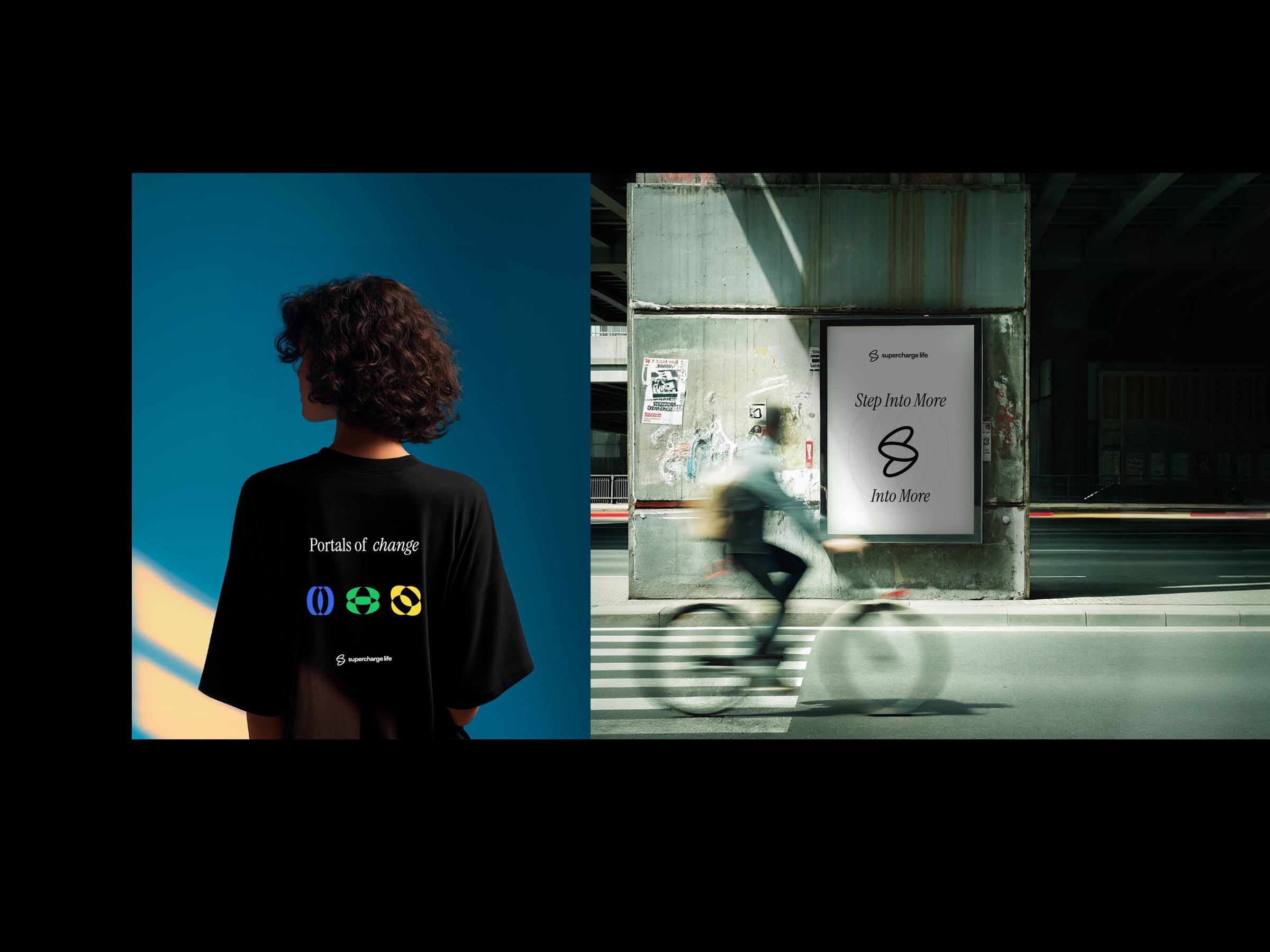 brand in the world: portals-of-change tee and out-of-home billboard