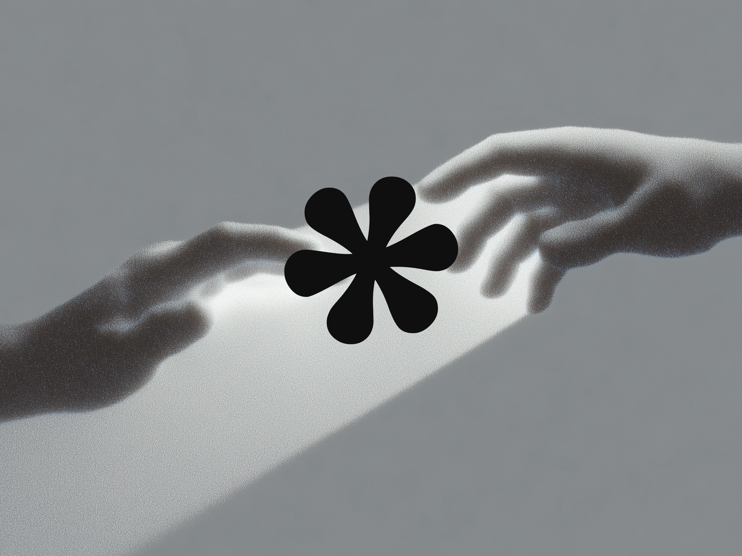 two hands meeting at the we*re asterisk
