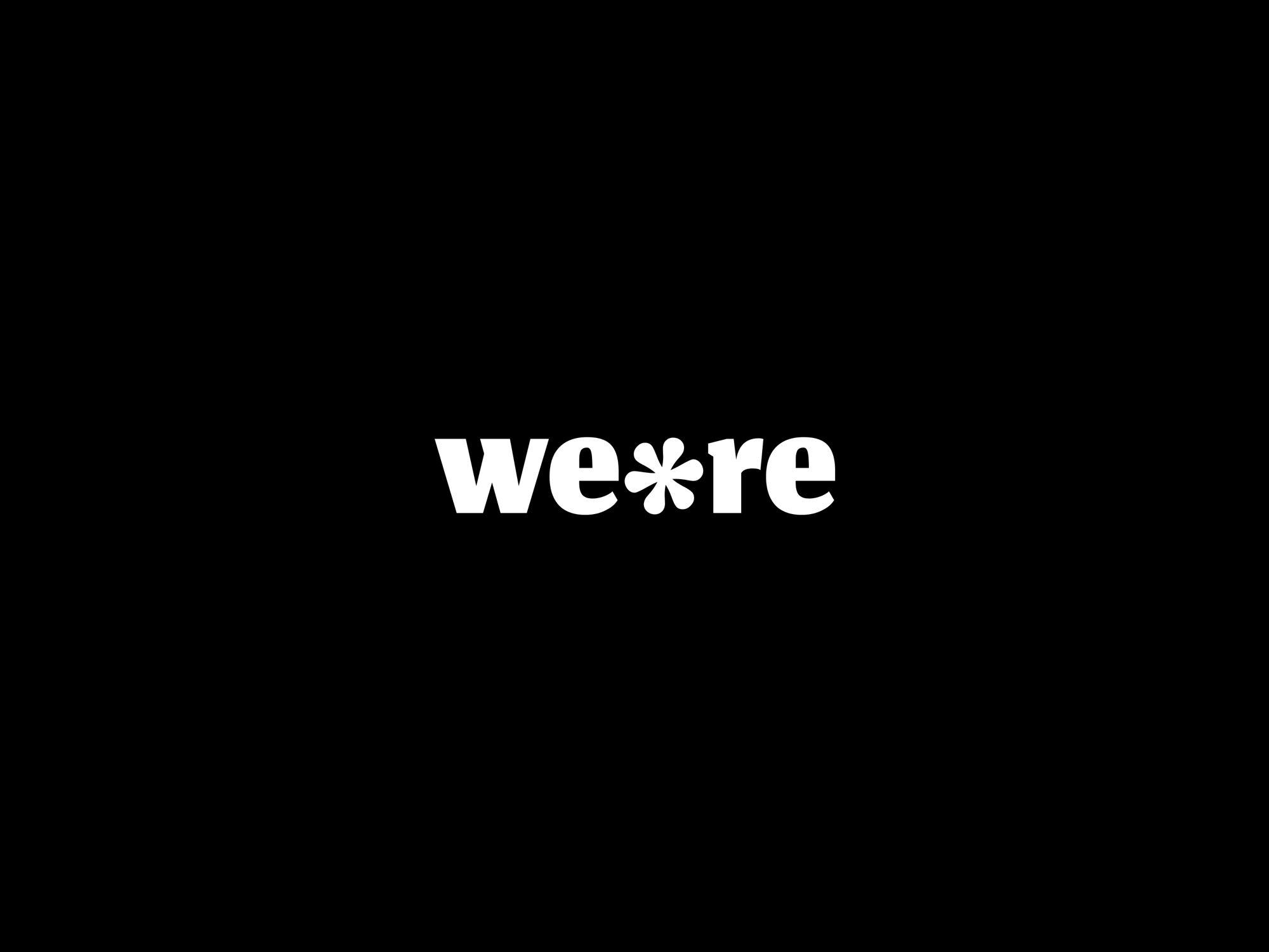 we*re wordmark in white on black