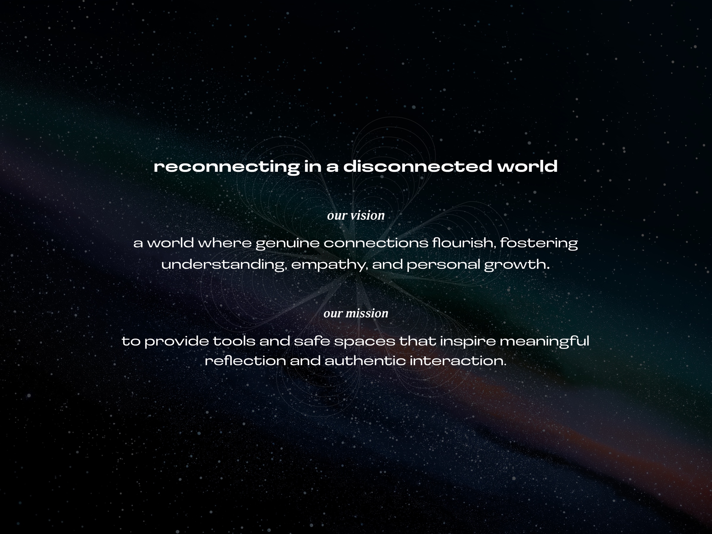 we reflect vision and mission on a starry background
