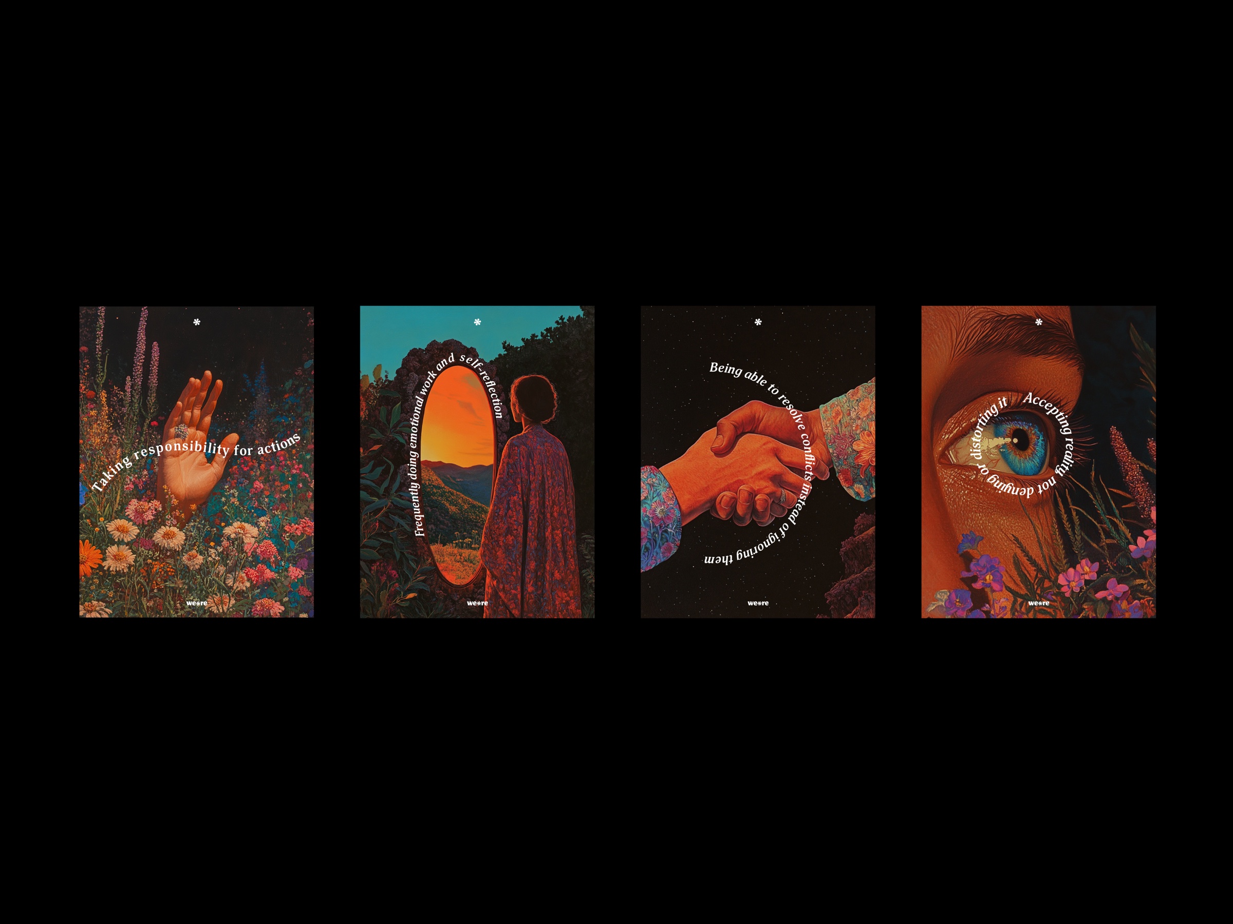 four poster series of we reflect values