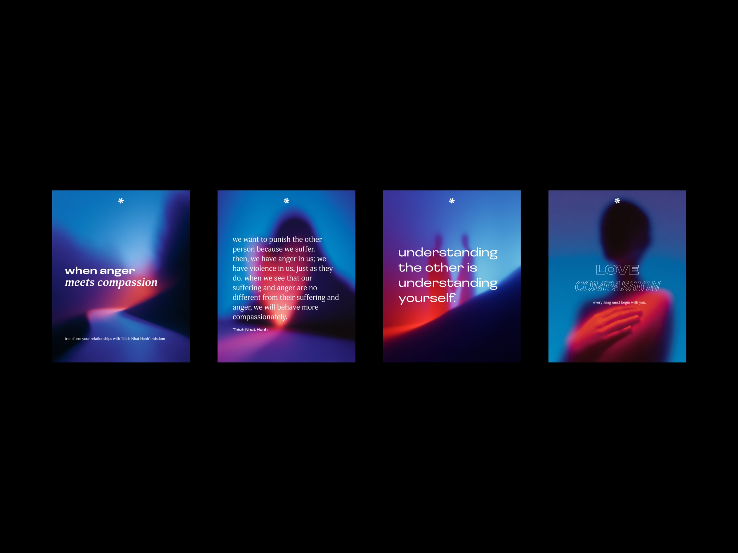 four-poster series exploring emotions through gradient artwork