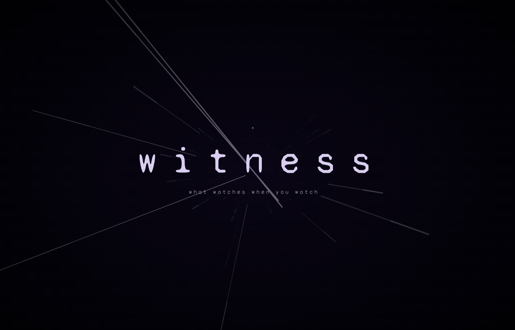 witness, entry screen with warp-speed star trails